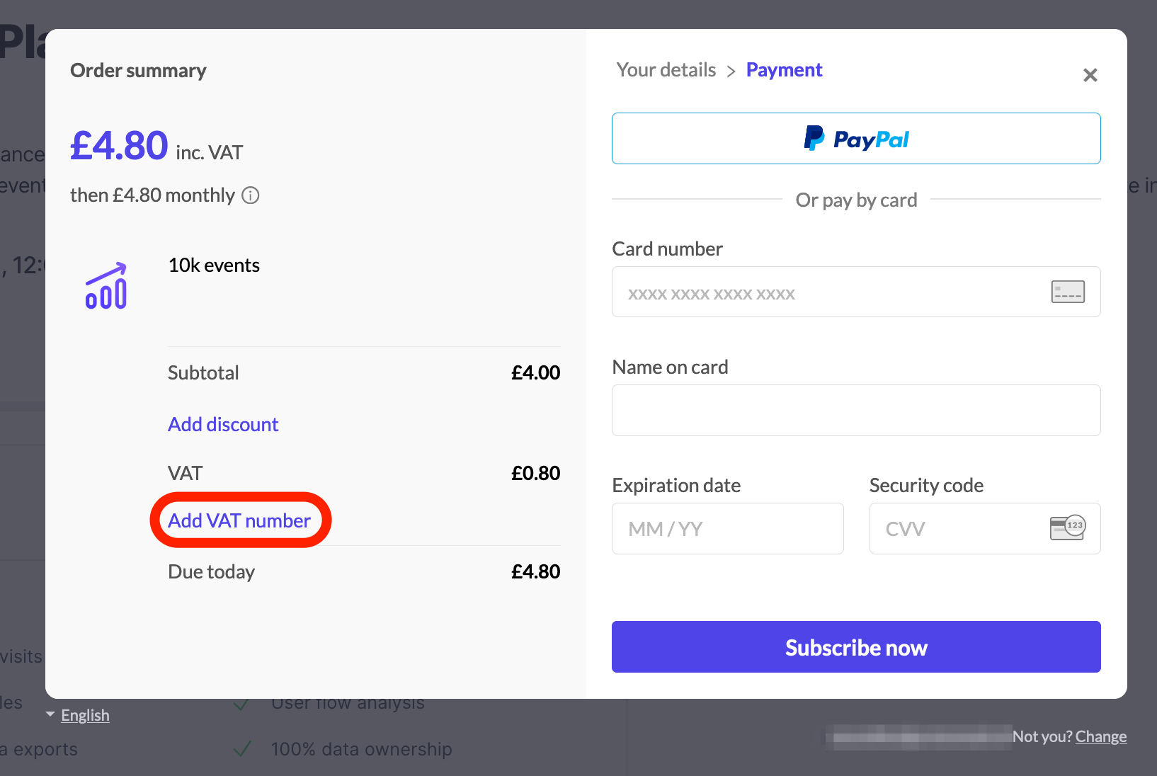 Add VAT on checkout
